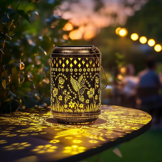 Solar Lanterns Outdoor Hanging Waterproof,2Pack Hummingbird Garden Decor Gifts for Women Mom, Solar Lights Metal Fall Decoration Outside for Yard, Patio,Garden,Backyard,Porch
