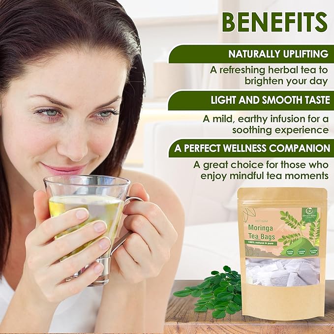 NHAT ANH FARM - Premium Moringa Tea Bags, 40 Tea Bags, 100% Natural Dried Moringa Leaves, Naturally Sweet Herbal Tea, Sugar-Free, Caffeine-Free, No Additives