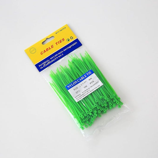 4 Inch Green Zip Ties (100 Pieces) 18lb Strength, Nylon Cable Wire Ties