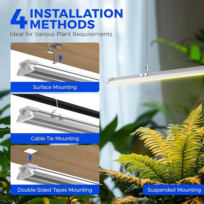 Barrina TX-S60 4FT Grow Light, 60W(420W Equivalent), Full Spectrum with 660nm Red LEDs, High PPFD, Linkable, Hanging Grow Lights with On/Off Switch for Indoor Plants, Greenhouse, Seeding, Veg, 1 Pack