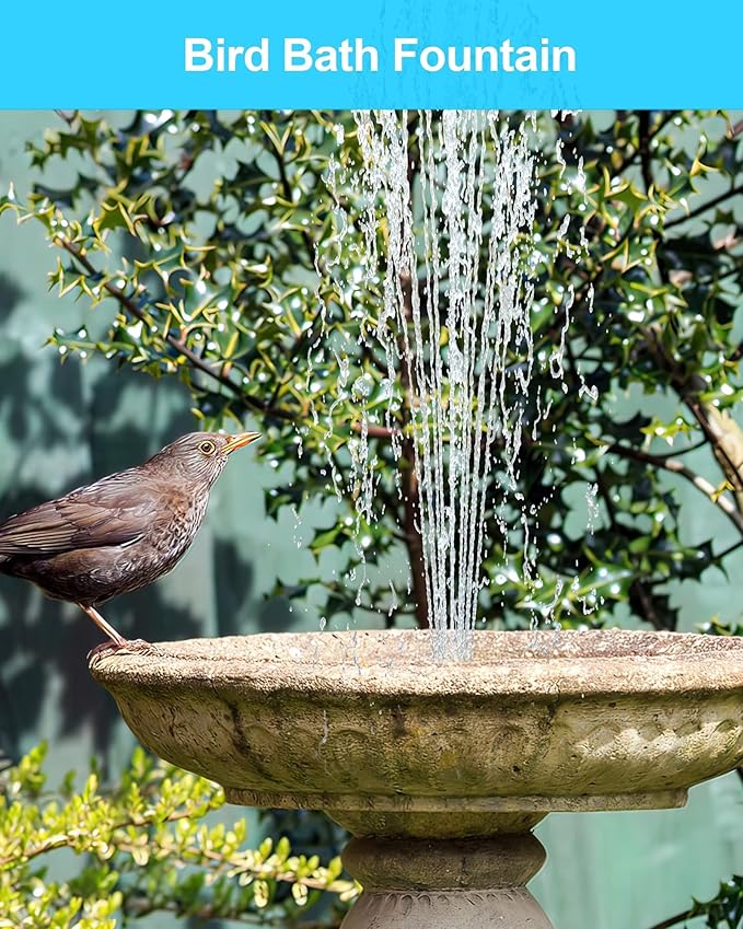 Biling Solar Water Fountain for Bird Bath, 3.5W Solar Water Pump Outdoor with 10ft Cable, 4ft Tubing, Solar Pond Pump for BirdBath, Garden Small Ponds (Need Direct Sunlight)