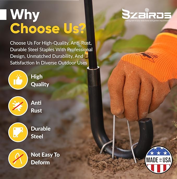 USA Made 100 Pack Landscape Staples 6 inch 11 Gauge Garden Stakes Galvanized Landscape Fabric Pins | Metal Stakes for Ground Cover Holding Fence Christmas Decorations Irrigation Tubing