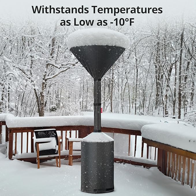 QH.HOME Winter Patio Heater Covers, [2025 Upgraded Tear-Resistant Fabric] Waterproof with Robust Zipper ,Height fit 87"-92",Dustproof/Wind/Sunlight/Snow-Resistant, 2 Pack-Black