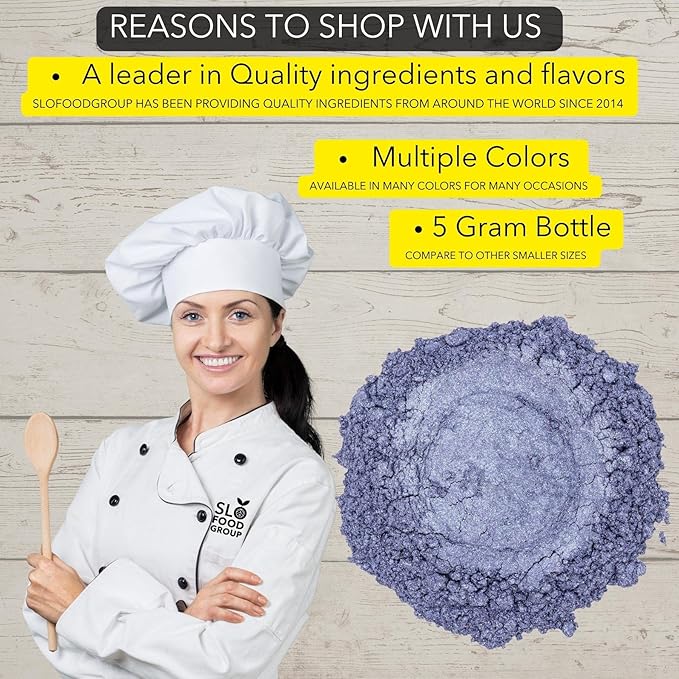 Slofoodgroup Very Peri Luster Dust| Very Peri Colored Edible Glitter, 5 Gram Bottle