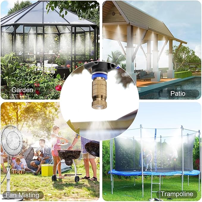 20pcs High Pressure Atomizer Nozzle Brass Misting Nozzles for Outdoor Cooling System, Landscaping, Greenhouse Irrigation, Air Humidification, Anti-Drip Fogging Spray Head(0.006"/0.15mm)