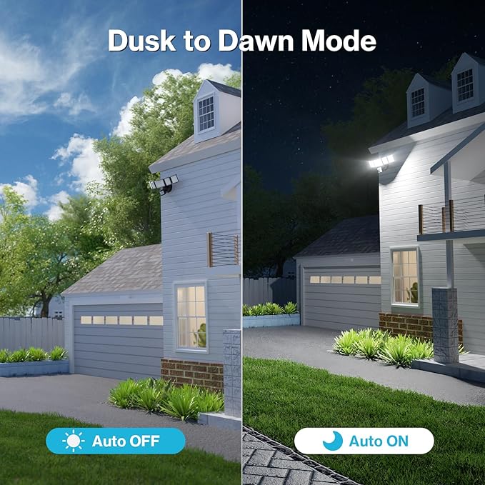 Olafus 100W Motion Sensor Outdoor Lights, 10000LM 2 Pack Motion Sensor Flood Light, Dusk to Dawn Outdoor Lighting, IP65 Waterproof Motion Detector Lights for Outside, Black