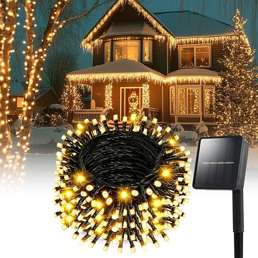 Solar String Lights Outdoor, 82ft Warm White Solar Lights 200 Led Solar Fairy Lights for Outside Waterproof 8 Lighting Mode Solar String Lights for Outside,Garden,Courtyards,Trees