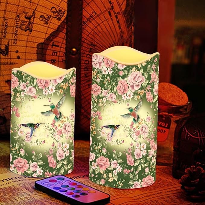 Ystardream Fortune Hummingbird Flameless Candles Battery Powered with Multicolor Timer Remote Control Everlasting Fake Candles for Party Garden Indoor Outdoor Coastal Decors