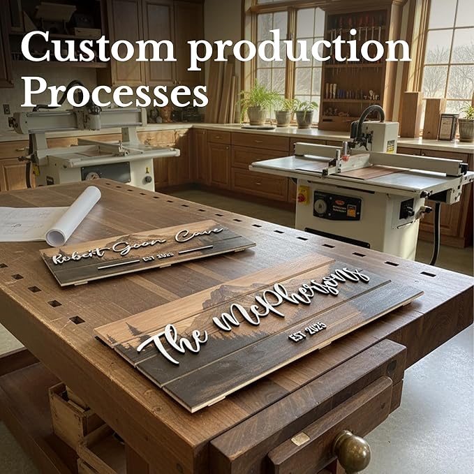 Custom Mountain Family Name Sign - Rustic Wood Wall Decor, Personalized Wedding & Gift for Anniversary Couples, Housewarming Gift for New Home