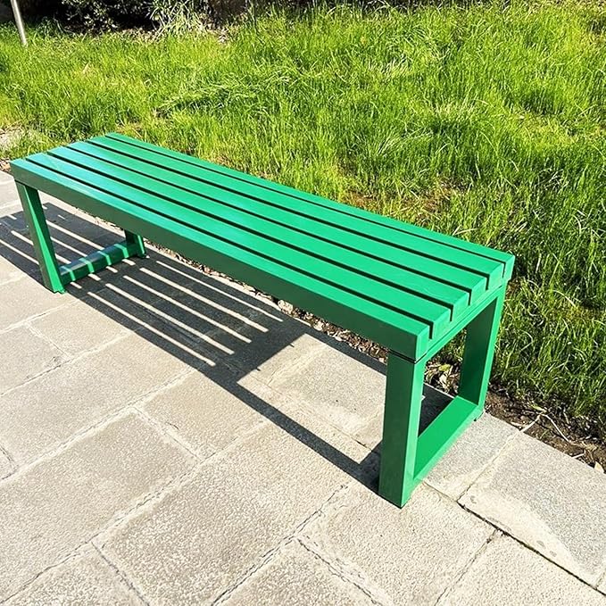 Weatherproof Metal Dining Bench, Outdoor Bench Backless Patio Bench 2-Person Farmhouse Bench Garden Bench for Kitchen, Living Room, Entryway(Green,47in)