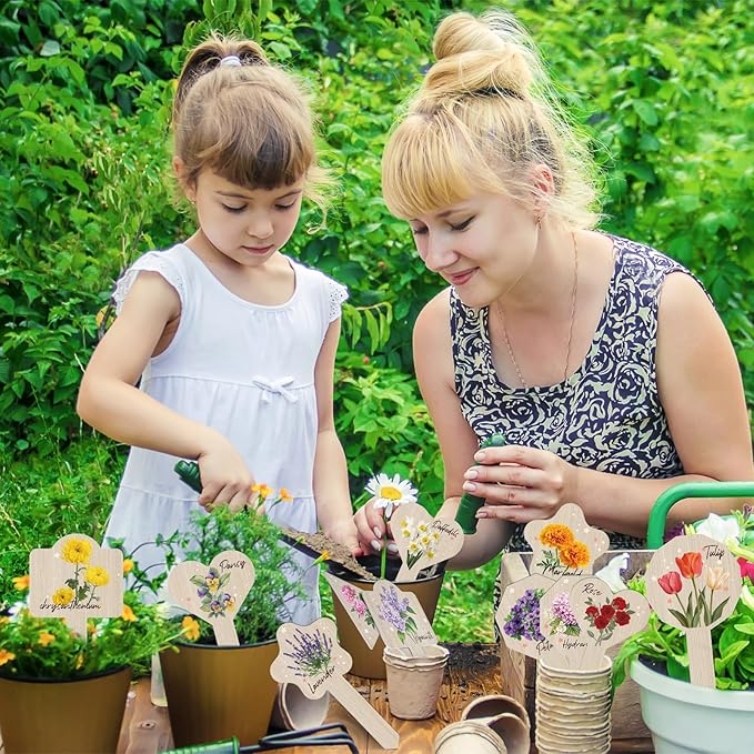 Plant Label Signs- 15PACK Flower Plant Markers, Herb Plant Tags for Outdoor Garden Waterproof, Gardening Supplies with Names, Indoor Patio Tags for Greenhouse Flowers Greenery Seedling