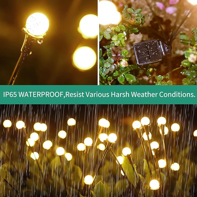 Solar Lights Outdoor Waterproof, 8 Packs 64LED, Solar Garden Lights, Patio Lights, Garden Decor, Patio Decor, Firefly Lights Solar Outdoor, Unique Gifts for Women, Gifts for Grandma
