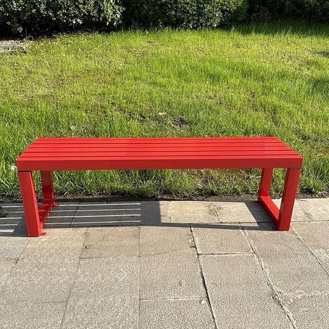 Weatherproof Metal Dining Bench, Outdoor Bench Backless Patio Bench 2-Person Farmhouse Bench Garden Bench for Kitchen, Living Room, Entryway(Red,40in)