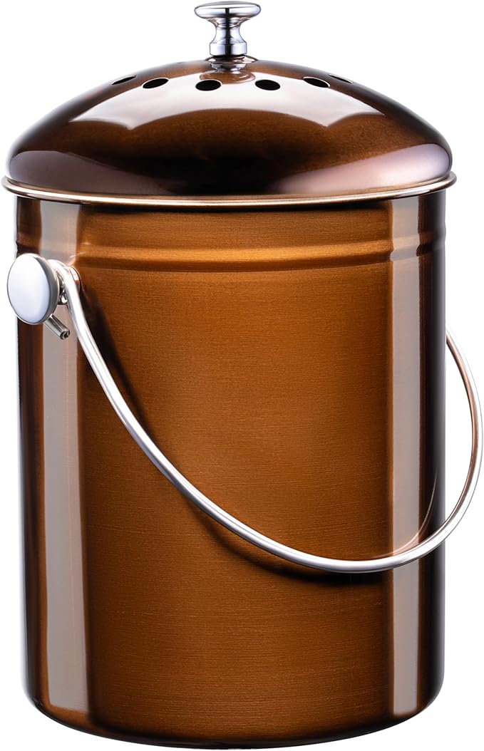 EPICA Countertop Compost Bin Kitchen | 1.3 Gallon | Odorless Composting Bin with Carbon Filters | Indoor Compost Bin with Lid | Stainless Steel Kitchen Composter for Food Scraps & Waste Recycling