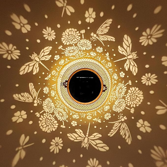 2 Pack Solar Lanterns Outdoor Waterproof Dragonfly Garden Decor Birthday Gifts for Women Mom Grandma Hanging Solar Lights Metal Decoration Outside for Yard, Patio, Backyard, Porch,Pathway