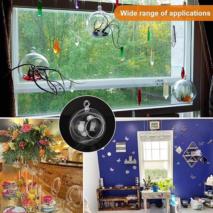 39 Pcs 4 Inch Hanging Glass Globes Orbs, Clear Ornaments Balls, Tealight Candle Holder for Wedding, Christmas, Party, Centerpiece Accessory and Home Decor by KUKLIPJIM.