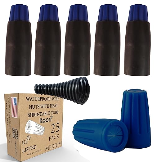 UL Listed Waterproof Wire Connectors with Heat Shrink tubing for Outdoor Caps Sprinkler LED applicate in Wherever Corrosion Exists, Moisture (25, MediumHeatShrinkable)