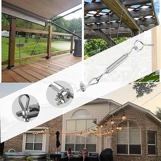 1/8" Wire Rope,100FT 304 Stinless Steel Cable with M5 Turnbuckle-Gardening,Aircraft,Picture Hanging, Clothesline Wire