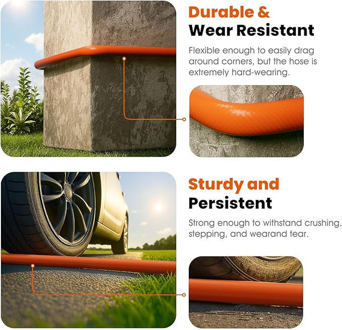 Heavy Duty Garden Hose 5/8 in x 50 ft with Swivel Fitting, Super Flexible Water Hose, All-weather, Lightweight, Burst 600 PSI