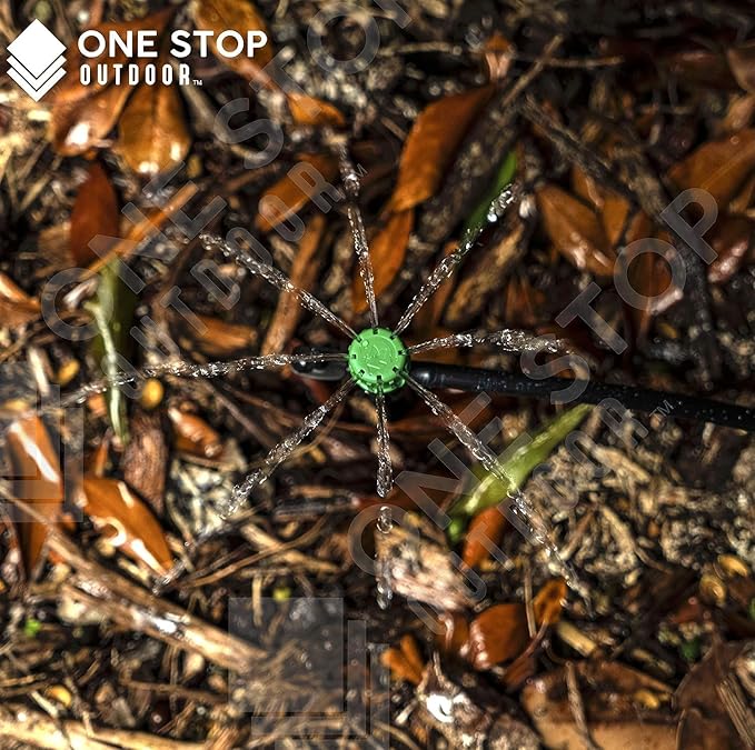 (100-PACK) - 1/4" Inch 360 Degree Drip Emitter On 6" Stake Sprayer Adjustable Flow 0-20 GPH, Fits 1/4 (4-6mm) Irrigation Tubing - Micro Bubbler Drippers for Drip Irrigation (25 Pack Dripper on Stake)