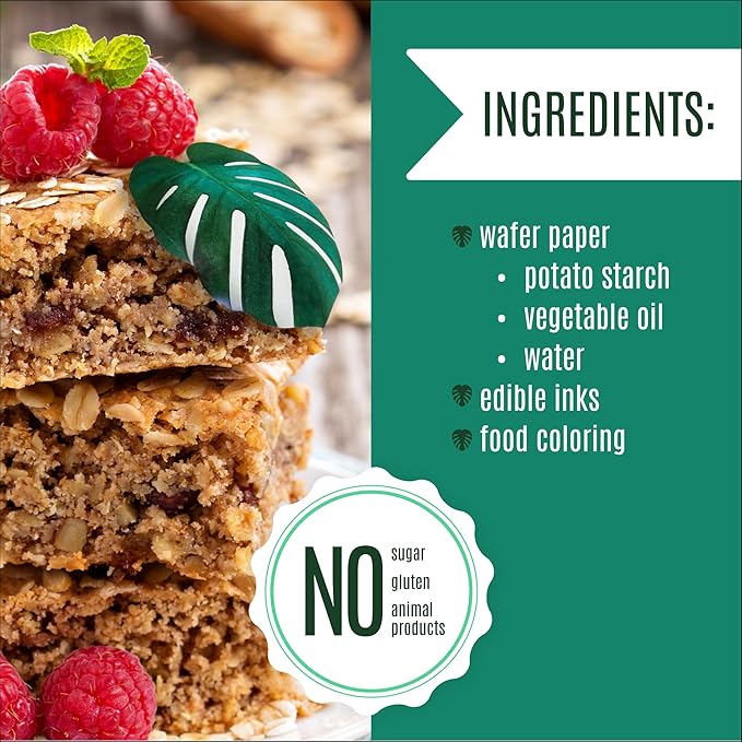 Sugar Robot - Edible Monstera Leaves Decor - Small Size - Edible leaves for cake decorating - Premium Crafted - Made in the USA Cake -Set of 24 (Monstera Leaf)