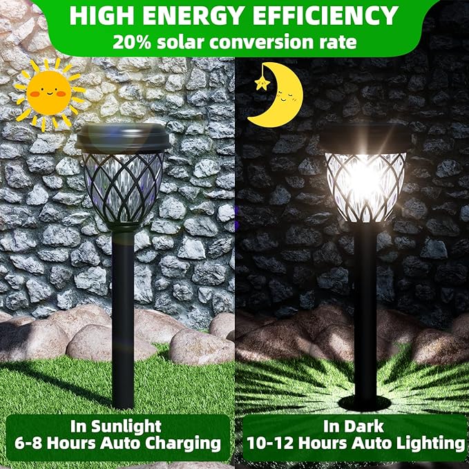 Solar Outdoor Lights, Outdoor Waterproof IP65, Bright Powered by Solar Garden Lights for Patio, Yard, Driveway Decoration (10 Pack)