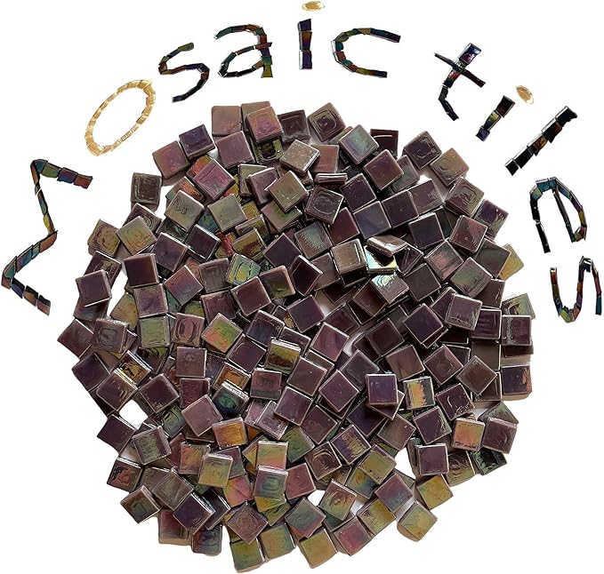 SMEIINIK 1.1lb/500g Square Mosaic Tiles for Crafts Bulk,Glass Tiles for Art Mosaic Projects, Iridescent Stained Glass Pieces for Mosaic Works (WJ46-7)