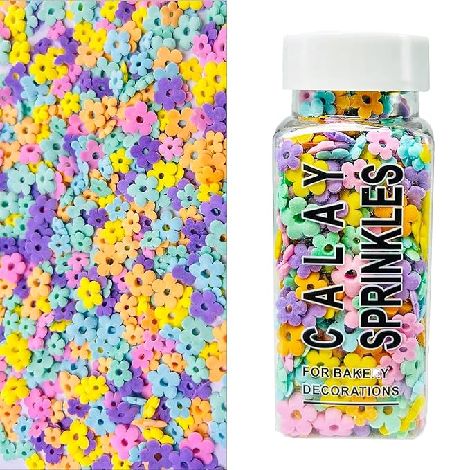 Flower Sprinkles Edible Flowers for Cake Decorating, Mix Sizes Confetti Baking Sugar for Cupcake, Cookie, Donut Dessert Decoration, Wedding Party Chirstmas Supplies