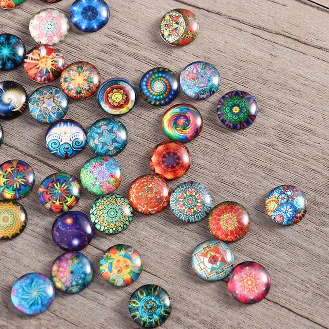 200pcs 12mm Mixed Round Mosaic Tiles for Crafts Glass Mosaic Supplies Flat Marbles,Glass gems for Crafts,Glass Tiles for Jewelry Making