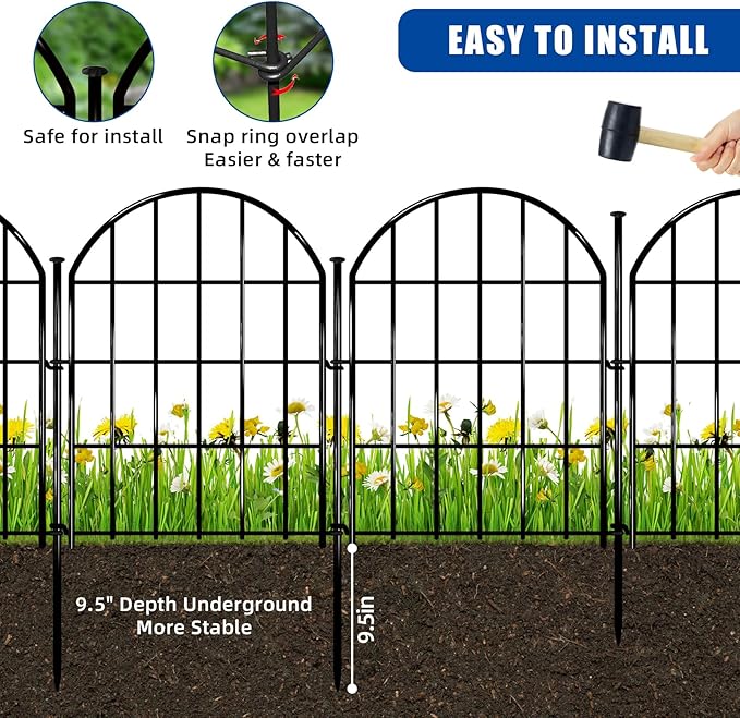 32 Pack Decorative Garden Fence, 17in X 34.6ft Arched No Dig Fence Border, Garden Edging Border, Rustproof Metal Animal Barrier with Ground Stake for Dog, Rabbit, Outdoor Yard Patio Decor