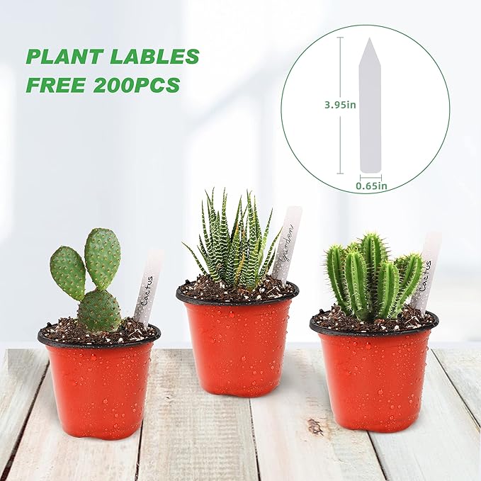 TDHDIKE 4" Small Plastic Plant Pots with 200 Red Seed Starting Pots for Indoor and Outdoor Planting