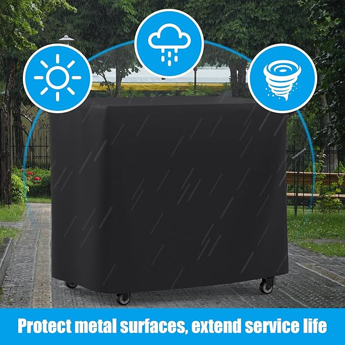 LS'BABQ Pizza Oven Table Cart for Ooni, Ninja Woodfire, Blackstone Grill Stand, Outdoor Grill Cart with Wheels, Stainless Steel Rolling Trolley Kitchen Cooking Food Prep and Work Cart Table with Cover