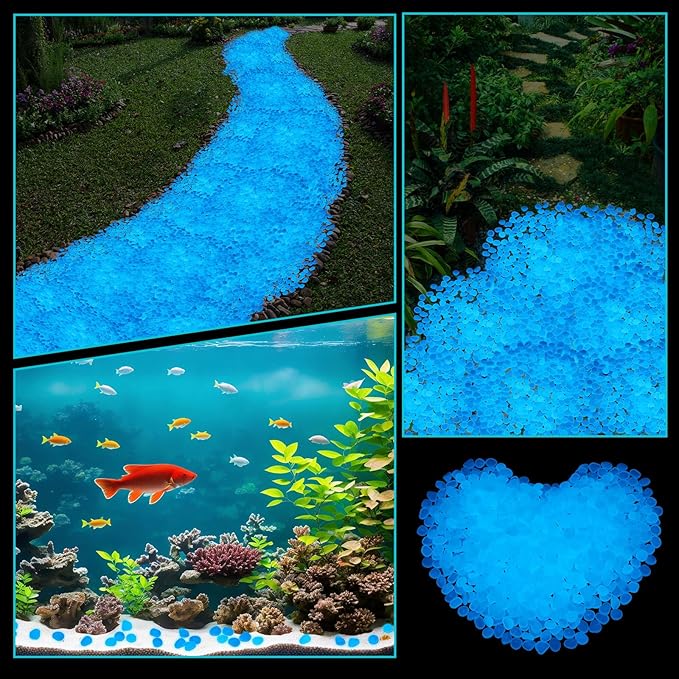 20000 Pcs Glow in The Dark Rocks Bulk Blue Garden Glow Rocks Outdoor Garden Glow in The Dark Pebble Glow in The Dark Stone for Walkway Backyard Landscaping Fish Tank Plant Decor