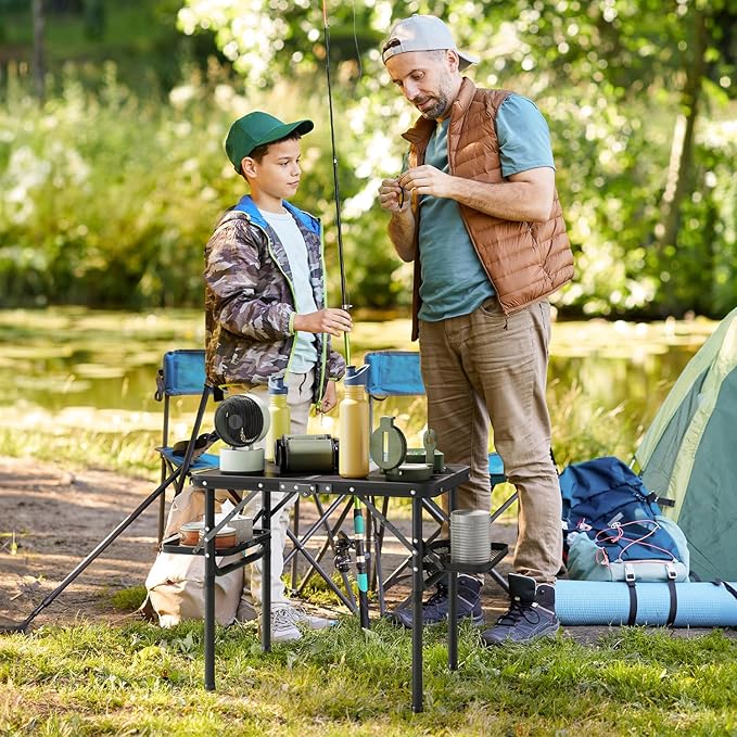 Titanker Folding Camping Table Small 2ft, Small Camp Table Portable with 50% Extra Space, Folding Picnic Set, Portable Beach Table, Car Camping Essentials, Aluminum Light & Solid