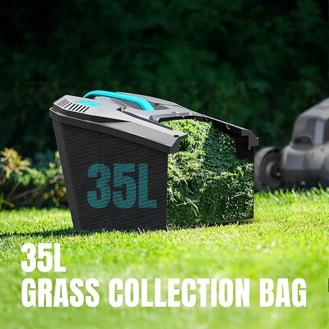 Electric Lawn Mower with Brushless Motor, 20V 13 inch Cordless Lawn Mower with 5-Position Cutting Height Adjustment, 2x4.0Ah Battery and Charger Included