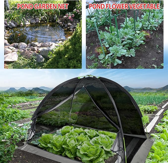 Pond Cover Dome: Protective Netting Tent for Outdoor Fish Koi Ponds Garden Leaves Vegetable Plant Care Use 8X10FT