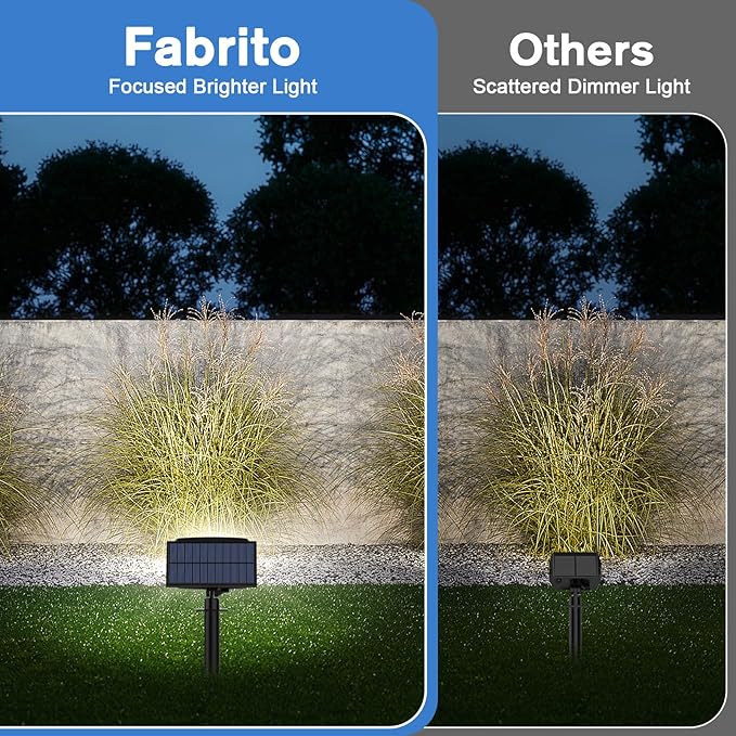 Fabrito Solar Spot Lights Outdoor 136 LEDs, Large Area Lighting Solar Lights Outdoor, 4 Pack IP65 Waterproof Landscape Spotlights Auto On/Off for Yard, Garden, Pathway, Plants,Tree (Cool White)