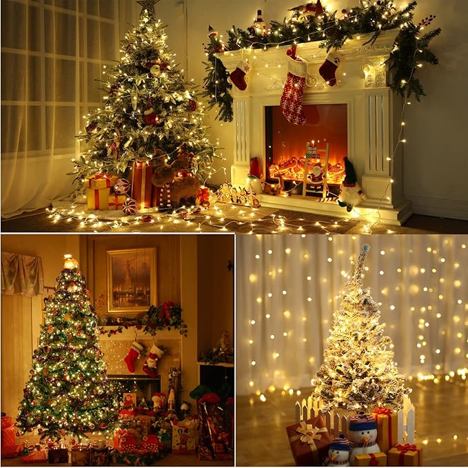 338Ft LED Christmas Lights Outdoor - 1000 String Lights With 8 Modes, Timer, Waterproof Fairy Twinkle for Party, Garden, Wedding, Holiday, Xmas Tree Decorations (Warm White)