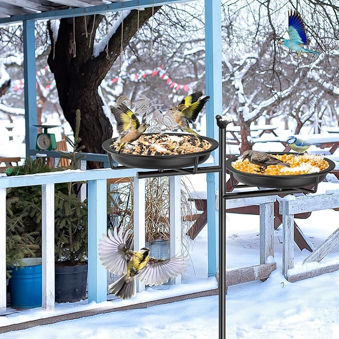 46 Inch Metal Bird Bath for Outside, Vintage Freestanding Birdbaths Feeder Bowl, Stable & Easy to Clean Birdfeeder for Outdoors Garden Yard Lawn Decor (Black)