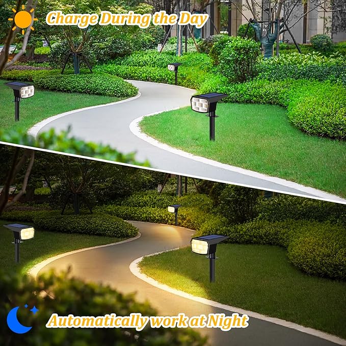Solar Spot Lights Outdoor, 59 LED Solar Lights Outdoor Waterproof, Outdoor Solar Lights for Yard with 3 Lighting Modes, Landscape Spotlights for Garden Pathway Driveway, Warm White