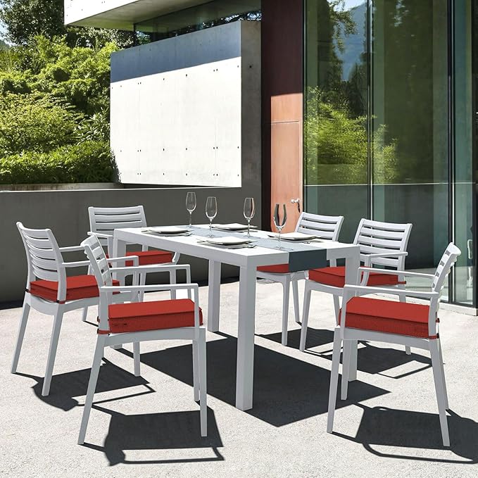 LVTXIII Patio Chair Cushions 19"x19"x3", Water-Repellent Outdoor Seat Cushions for Patio Furniture, Square Chair Pads with Ties for Home Garden Decoration, Set of 2, Brick Red