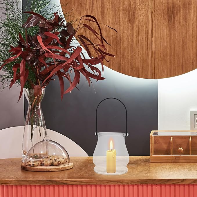 Cabilock 4pcs Hanging Candle Holders, Clear Tealight Holder, Hanging Glass Vase, Fillable Plant Succulent Vase Hanger for Party Wedding Decoration