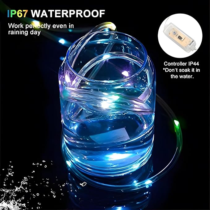ANJAYLIA 66ft 200 LED Rope Lights Outdoor, Waterproof 16 Colors Changing String Lights Plug in with Remote Control Indoor Twinkle Fairy Lights for Bedroom Garden Party Halloween Christmas Decorations