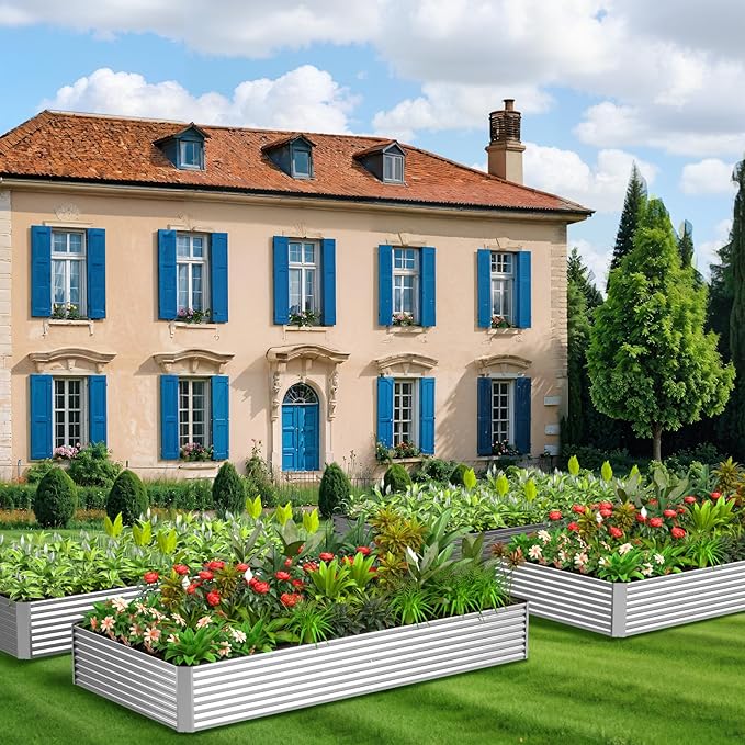 3 Pack 6x3FT Galvanized Raised Garden Bed Outdoor,Metal Garden Bed for Vegetables,Steel Raised Beds for Gardening,Above Ground Garden Box for Flower