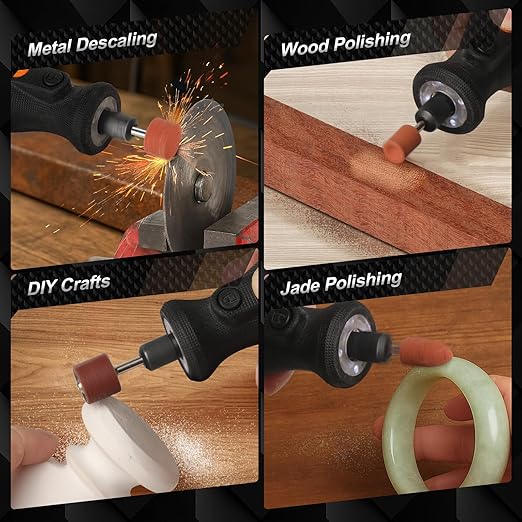 64Pcs Sanding Bits for Dremel Rotary Tools, 1/8" Shank Aluminum Oxide Grinding Stones and Sanding Drill Bits, Durable for Metal Rust Removal, Smoothing, Sharpening, Multiple Shapes to Meet More Needs