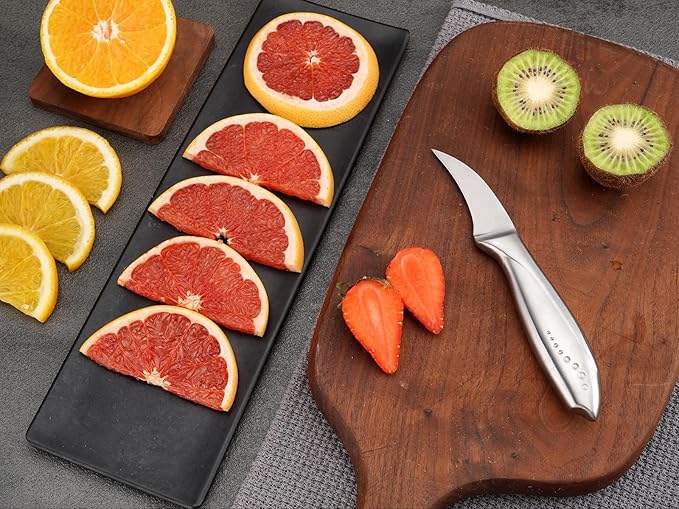 WELLSTAR 2.5 Inch Birds Beak Paring Knife, Sharp High Carbon Stainless Steel Curved Blade for Fruit and Vegetable Peeling Garnishing Cutting – Silver