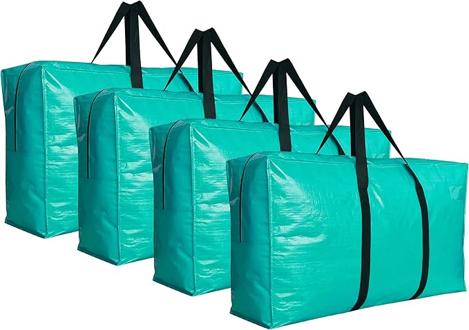 Extra Large Storage Bags, Jumbo Moving Tent Storage Bags, Waterproof Foldable Big Turquoise XXL Duffle Bag for Travel, 42x23x13.5inch - 4PACK