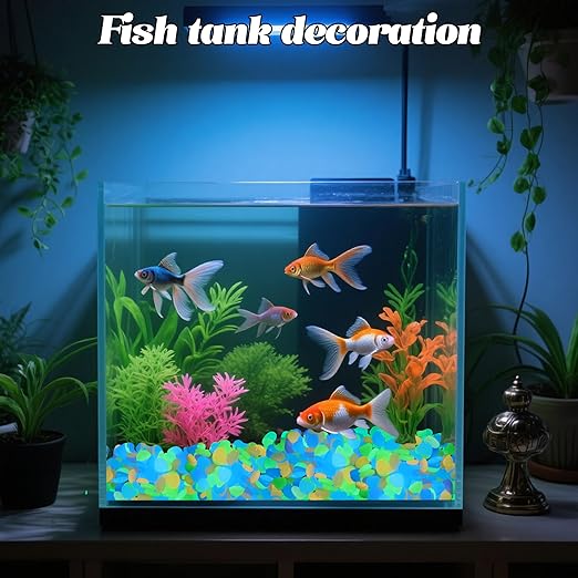 1.4LB 25-27mm Colorful Luminous Stones Fish Tank Glow Rocks Glow in The Dark Rocks Outdoor for Garden Path Walkway Yard Fish Tank Plant Pots