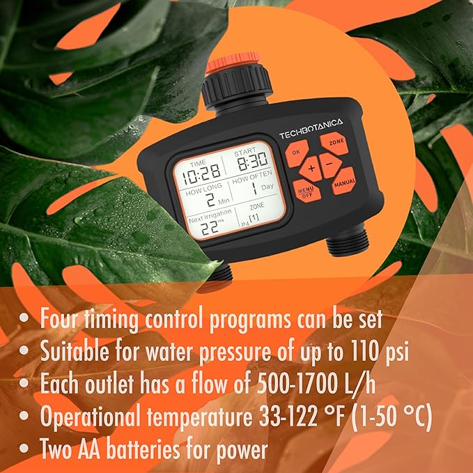 Automatic Water Timer for Garden Hose – Dual Outlet Manual & Automatic Watering System