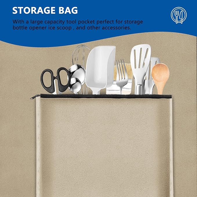 SIRUITON Outdoor Bar Cart Cover for 60 Inch Portable Outdoor Table, Heavy Duty 600D Oxford Fabric Outdoor Waterproof BBQ/Worktable Metal Movable Table Cover